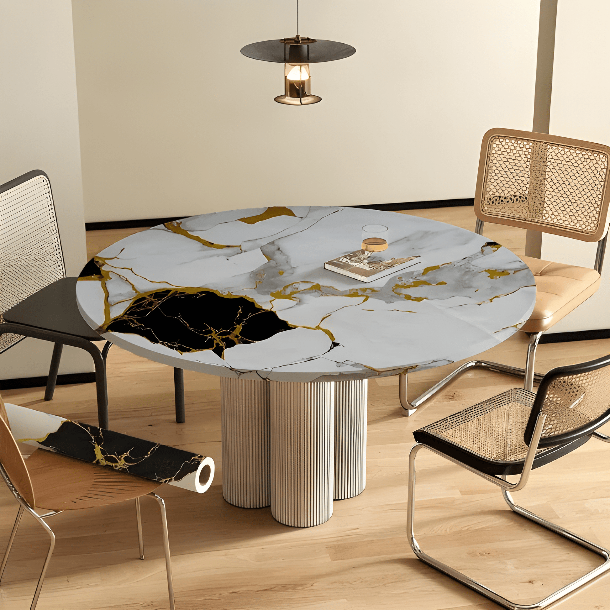 Black & Gold Blocks Marble Sticker (6.5 Feet X 2 Feet) - Macmlone