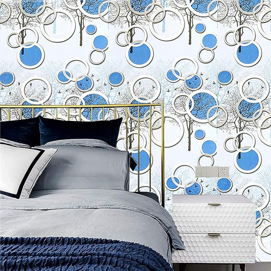 Blue and White Circle wallpaper Sticker (16.5 Feet X 1.5 Feet ) - Macmlone