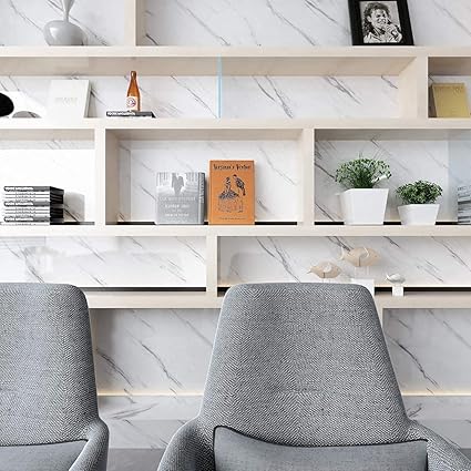 Glossy White Marble Wallpaper Stickers - Macmlone