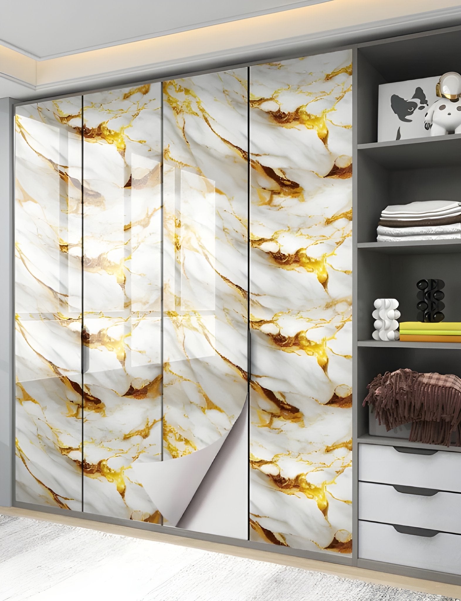 Golden Marble Wallpaper Stickers - Macmlone